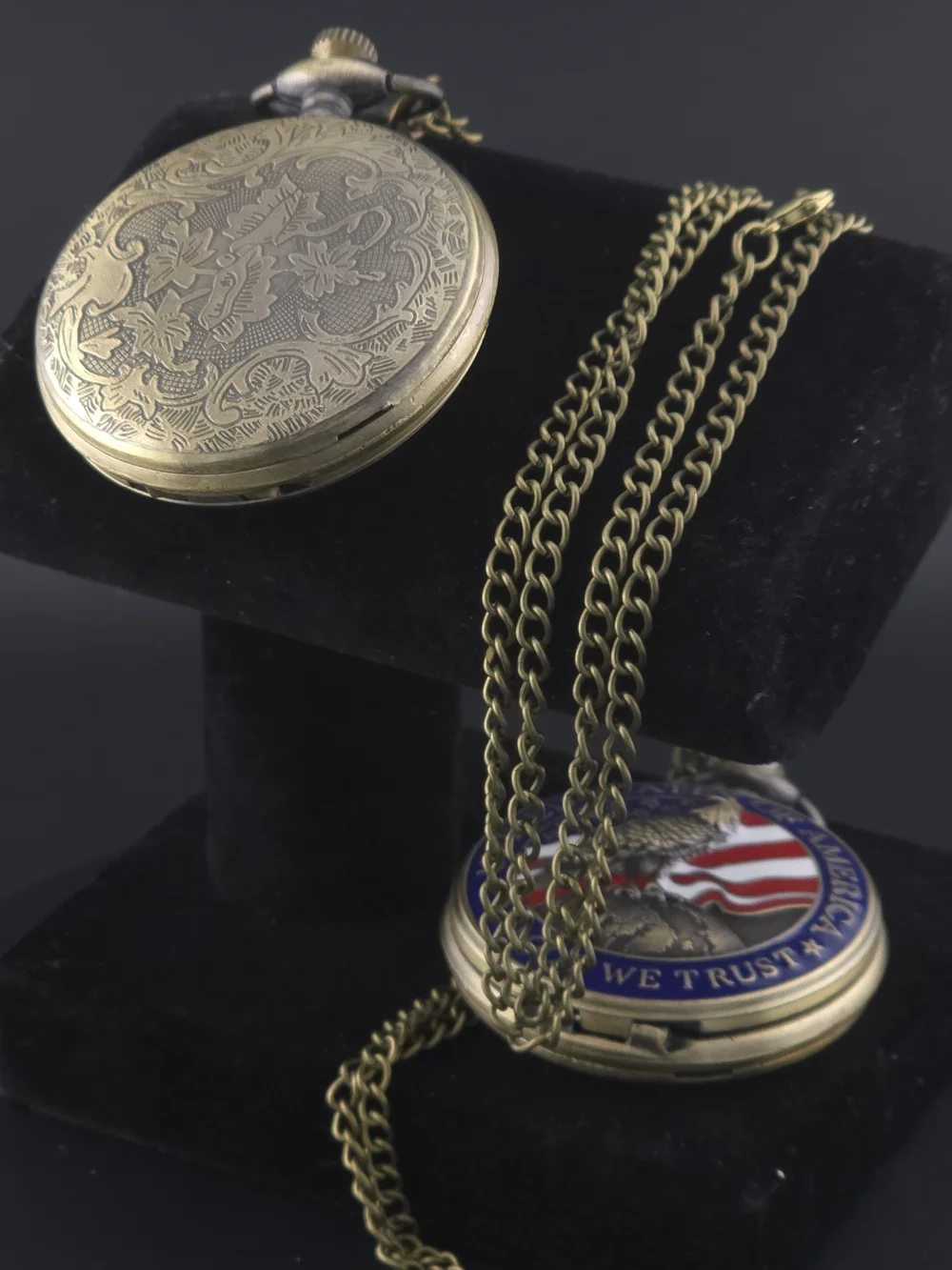 Patriotic Eagle Pocket Watch - Blue and Gold Finish